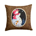 Snowman with Papillon Decorative Throw Pillow 14x14 Indoor Outdoor Accent Cushion, Fabric Cover with Insert for Sofa, Bed, Porch & Living Room