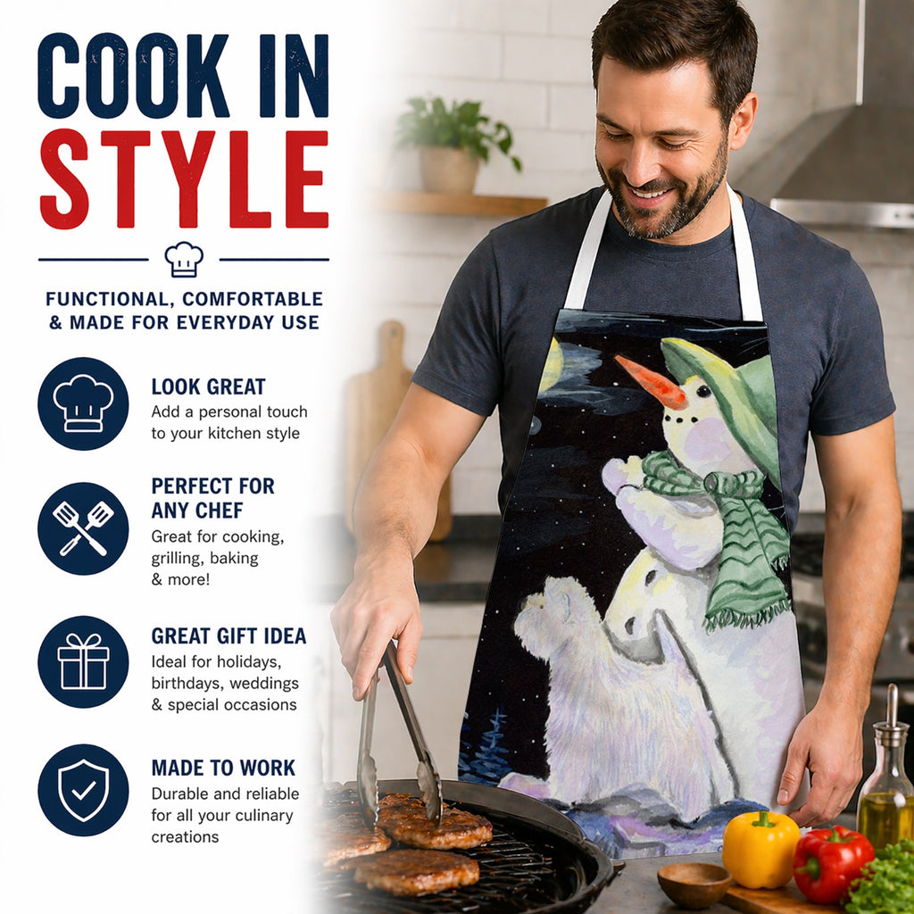 Snowman with Westie Apron Cooking Kitchen Server Baking Crafts Gardening for Adult Women Men, Unisex, Large, Multicolor