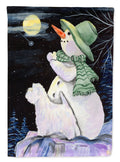 Snowman with Westie House Flag 28x40 Porch Sleeve Pole Decorative Outside Yard Banner Artwork Wall Hanging, Polyester