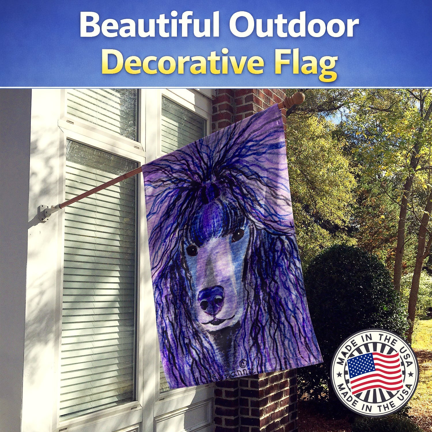 Poodle House Flag 28x40 Porch Sleeve Pole Decorative Outside Yard Banner Artwork Wall Hanging, Polyester