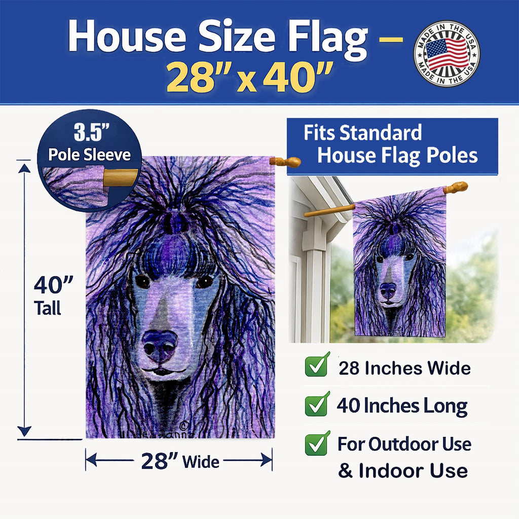 Poodle House Flag 28x40 Porch Sleeve Pole Decorative Outside Yard Banner Artwork Wall Hanging, Polyester
