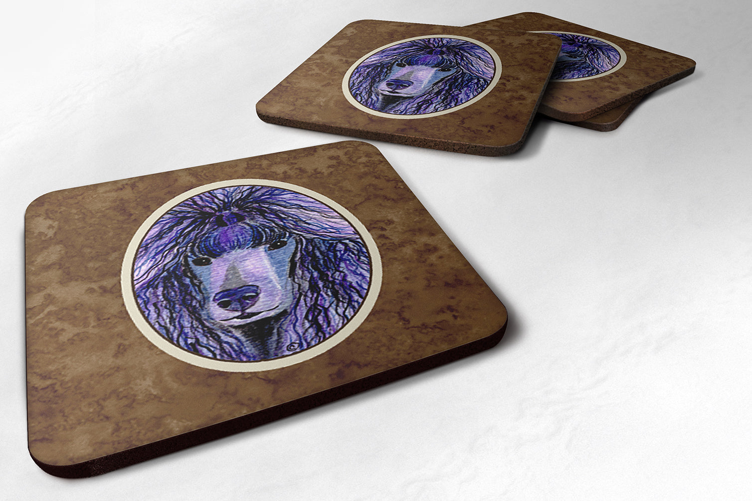 Poodle Foam Coasters Set of 4 Cup Coasters for Indoor Outdoor, Tabletop Protection, Anti Slip, Mouse pad Material