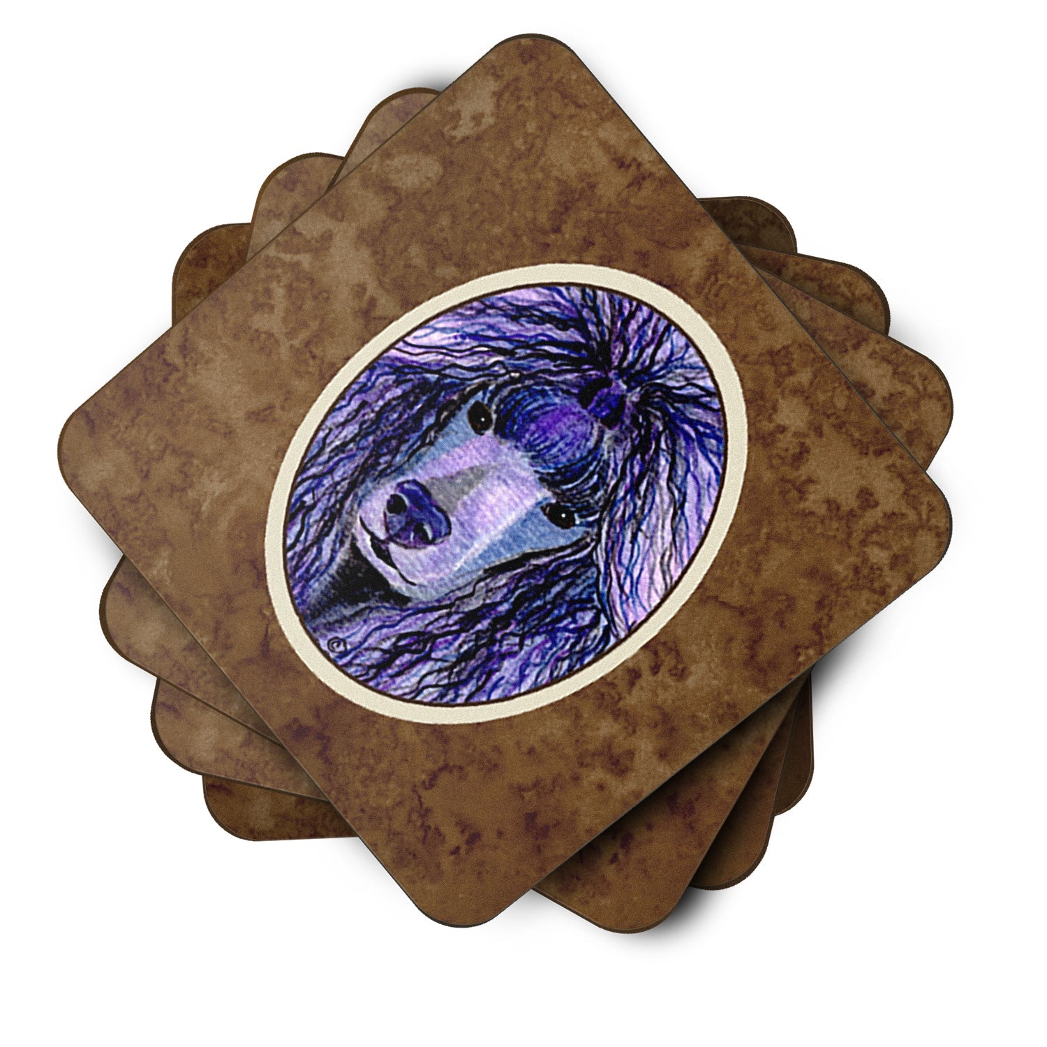 Poodle Foam Coasters Set of 4 Cup Coasters for Indoor Outdoor, Tabletop Protection, Anti Slip, Mouse pad Material
