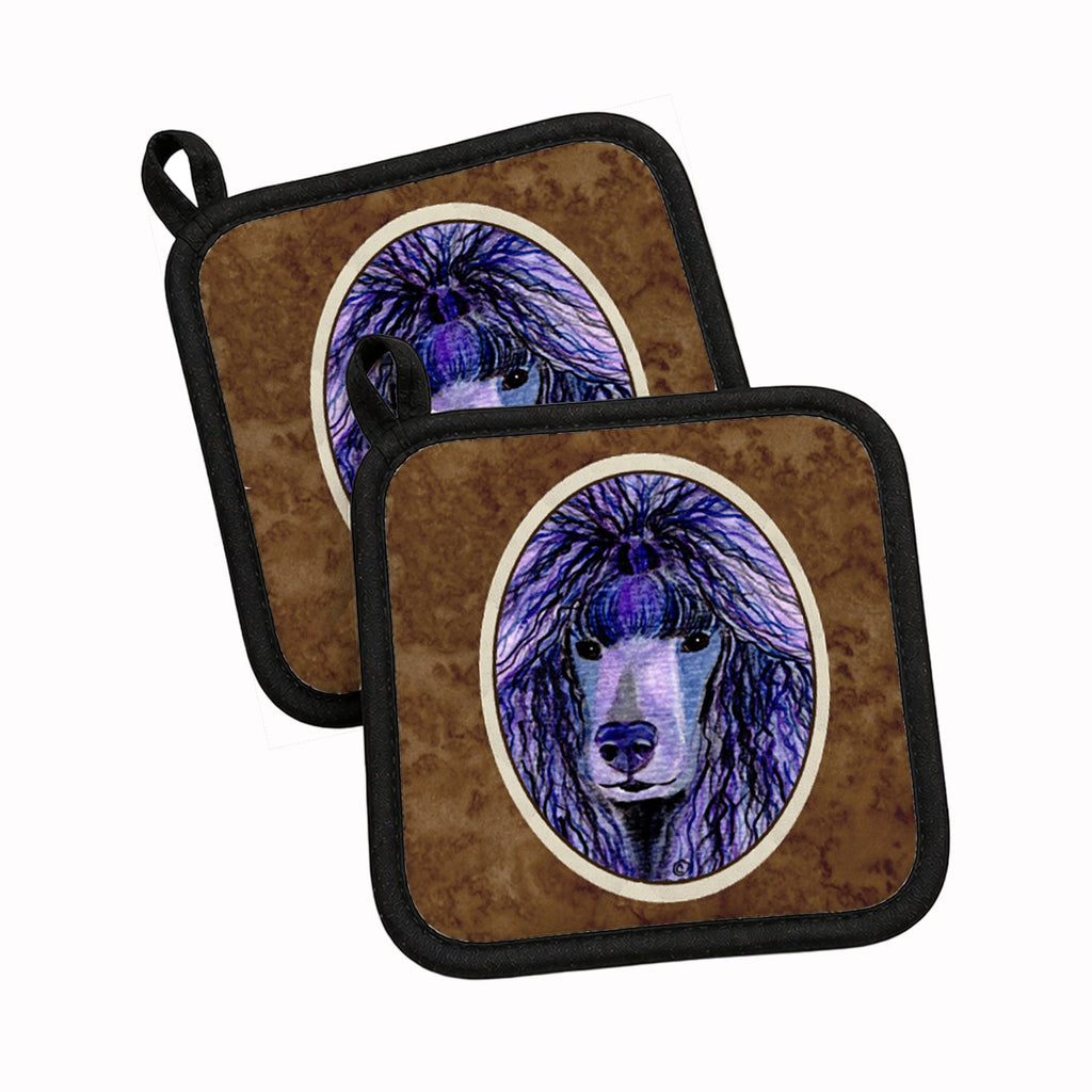 Poodle Pot Holder Set of 2 Heat Resistant Quilted Hot Pads 7.5 x 7.5 Inch, Insulated Kitchen Trivets for Cooking & Baking