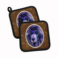 Poodle Pot Holder Set of 2 Heat Resistant Quilted Hot Pads 7.5 x 7.5 Inch, Insulated Kitchen Trivets for Cooking & Baking