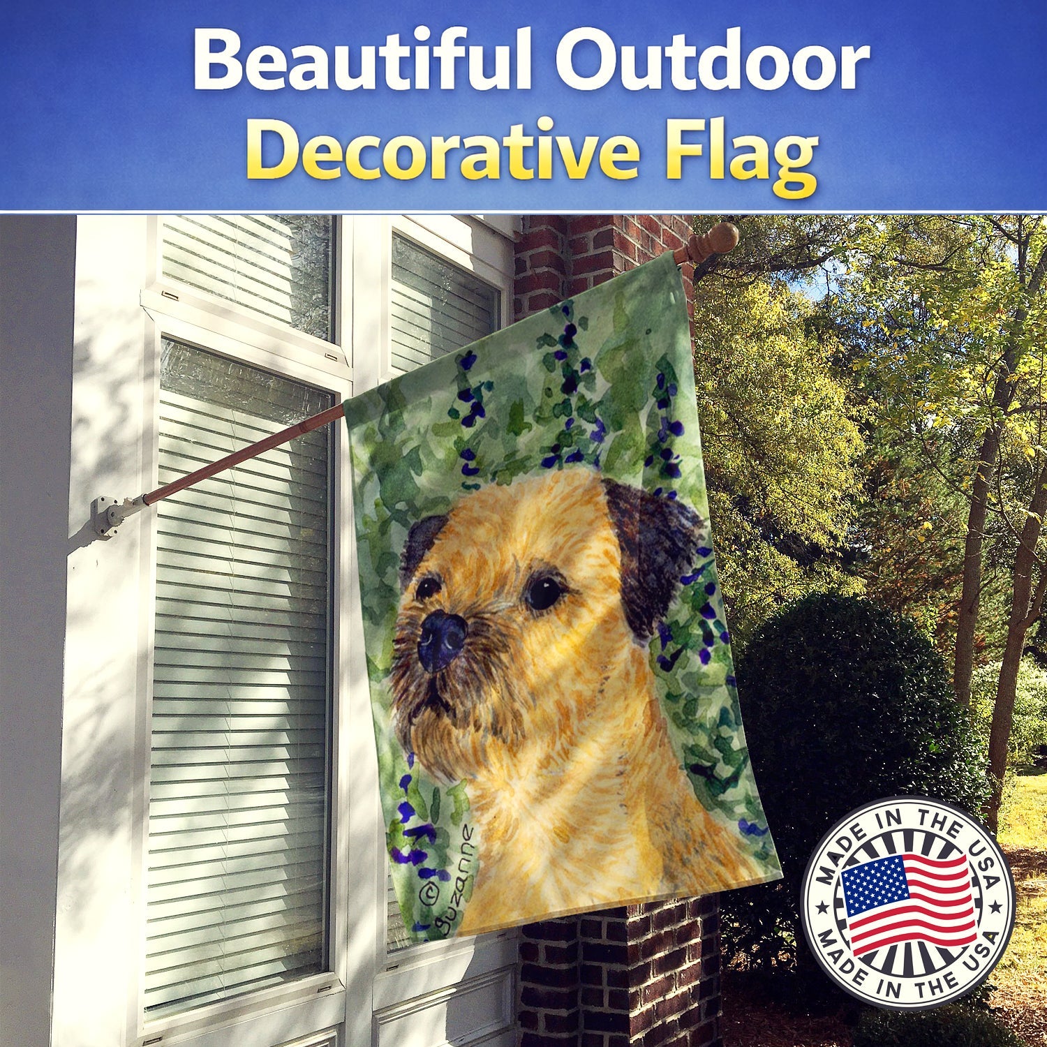 Border Terrier House Flag 28x40 Porch Sleeve Pole Decorative Outside Yard Banner Artwork Wall Hanging, Polyester