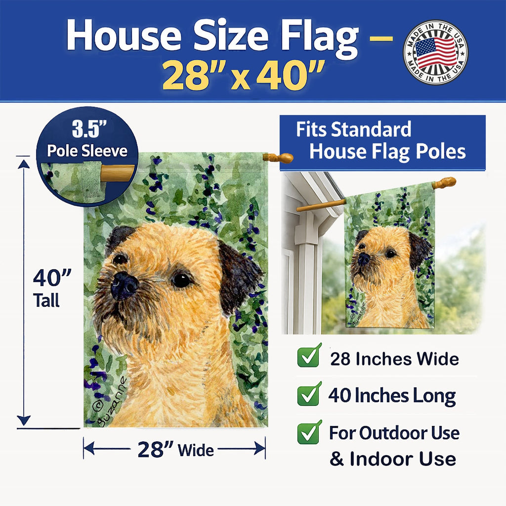 Border Terrier House Flag 28x40 Porch Sleeve Pole Decorative Outside Yard Banner Artwork Wall Hanging, Polyester