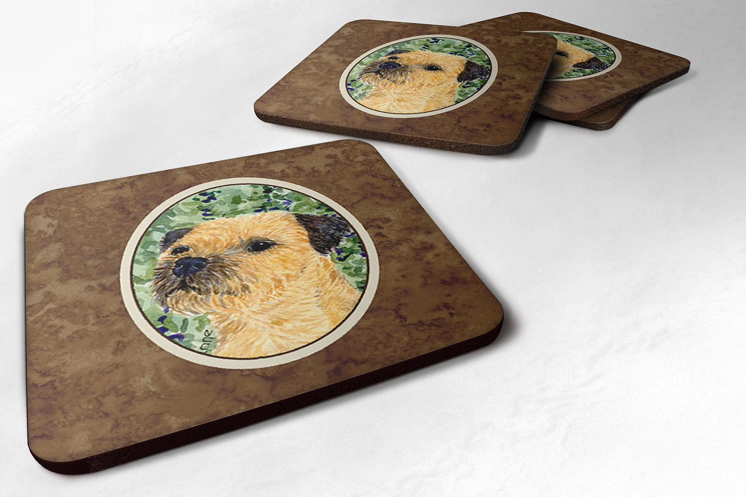 Border Terrier Foam Coasters Set of 4 Cup Coasters for Indoor Outdoor, Tabletop Protection, Anti Slip, Mouse pad Material