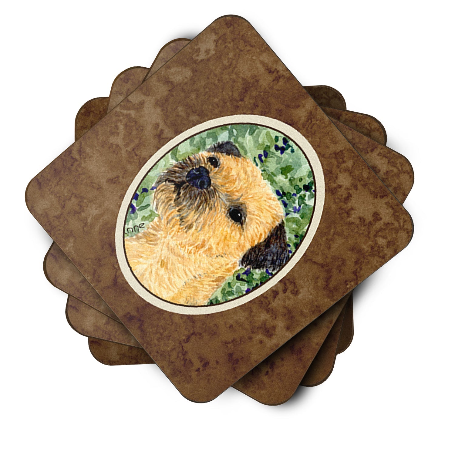 Border Terrier Foam Coasters Set of 4 Cup Coasters for Indoor Outdoor, Tabletop Protection, Anti Slip, Mouse pad Material
