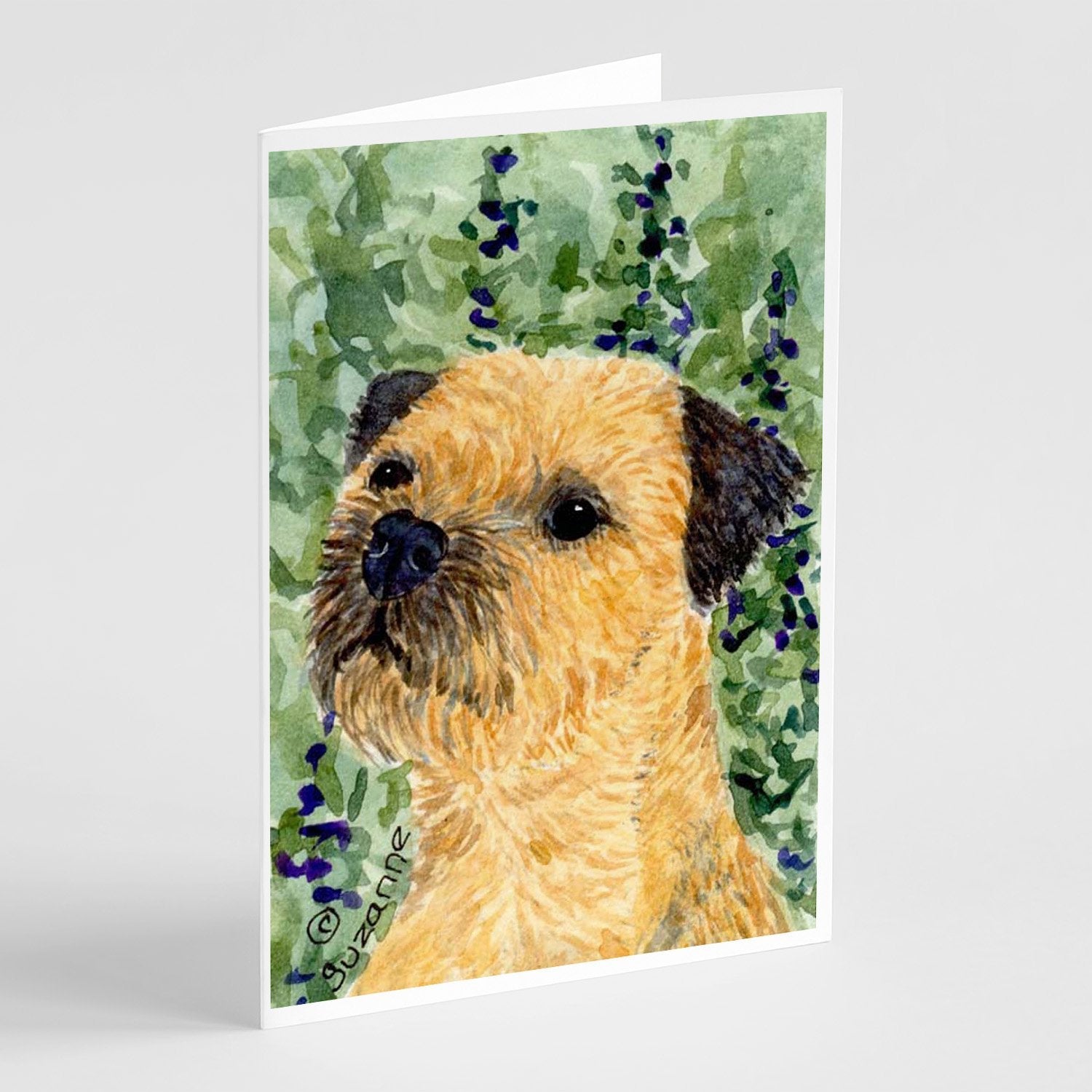 Border Terrier Greeting Cards Pack of 8 Blank Cards with Envelopes Whimsical A7 Size 5x7