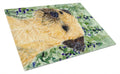 Border Terrier Cutting Board Tempered Glass Kitchen Cutting Surface, Heat Resistant Chopping, Non-Slip Feet, Food Prep & Serving
