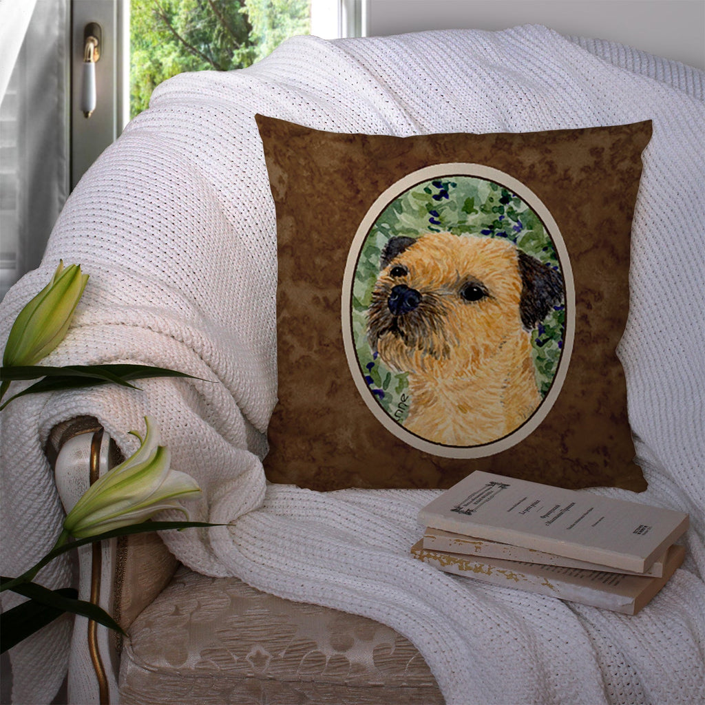 Border Terrier Decorative Throw Pillow 14x14 Indoor Outdoor Accent Cushion, Fabric Cover with Insert for Sofa, Bed, Porch & Living Room