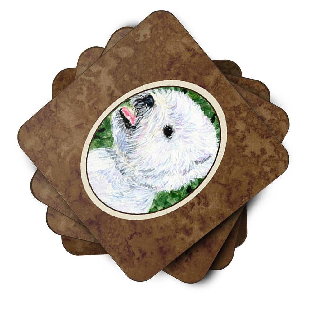 Westie Foam Coasters Set of 4 Cup Coasters for Indoor Outdoor, Tabletop Protection, Anti Slip, Mouse pad Material