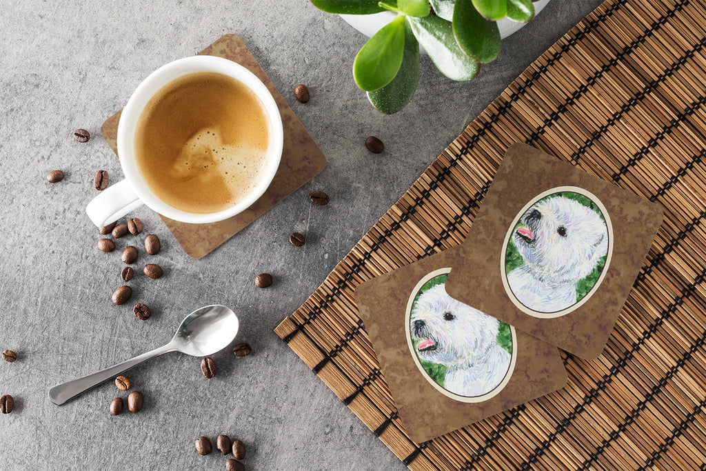 Westie Foam Coasters Set of 4 Cup Coasters for Indoor Outdoor, Tabletop Protection, Anti Slip, Mouse pad Material