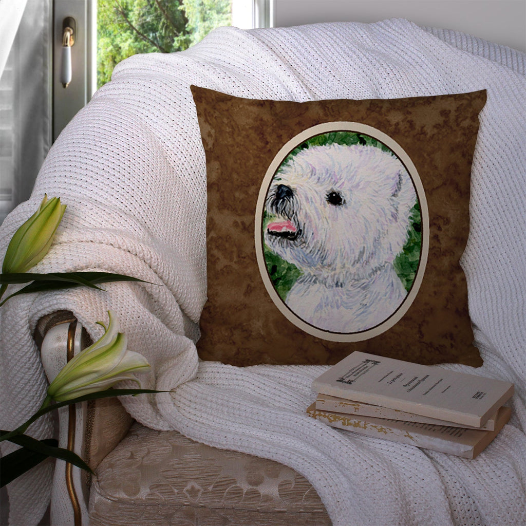 Westie Decorative Throw Pillow 14x14 Indoor Outdoor Accent Cushion, Fabric Cover with Insert for Sofa, Bed, Porch & Living Room