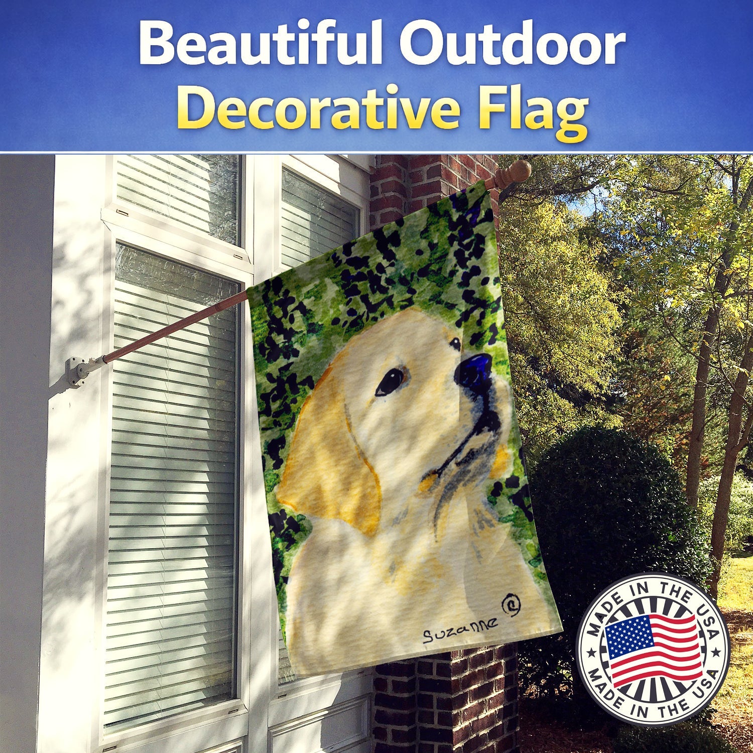 Labrador House Flag 28x40 Porch Sleeve Pole Decorative Outside Yard Banner Artwork Wall Hanging, Polyester