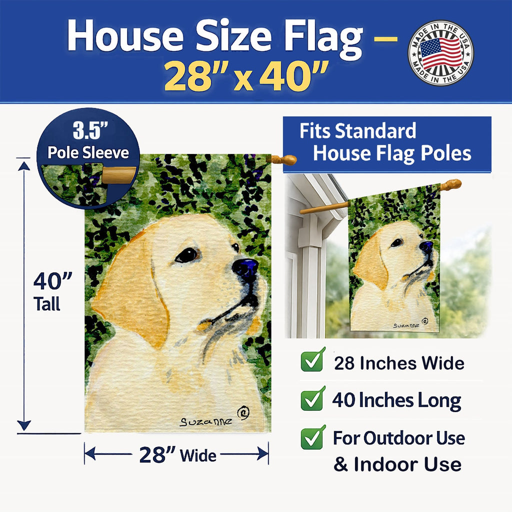 Labrador House Flag 28x40 Porch Sleeve Pole Decorative Outside Yard Banner Artwork Wall Hanging, Polyester