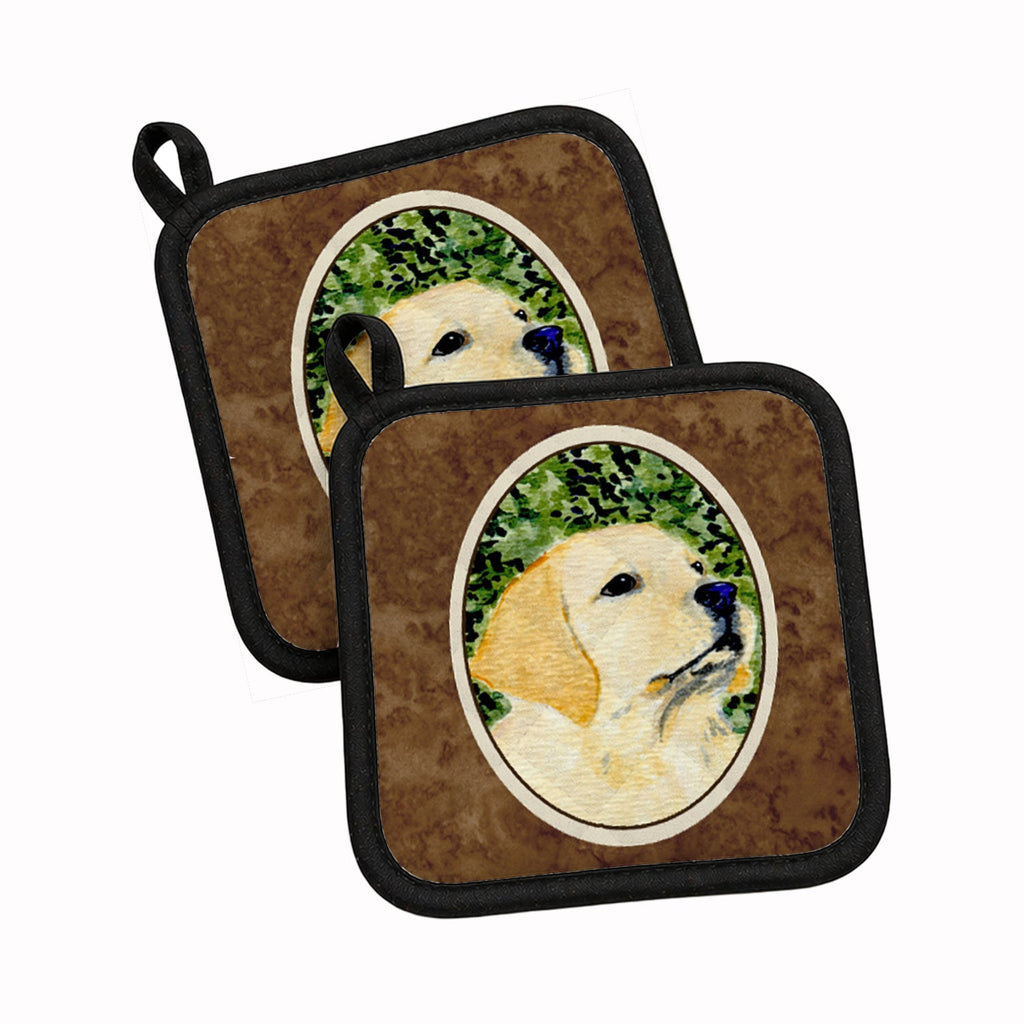 Labrador Pot Holder Set of 2 Heat Resistant Quilted Hot Pads 7.5 x 7.5 Inch, Insulated Kitchen Trivets for Cooking & Baking