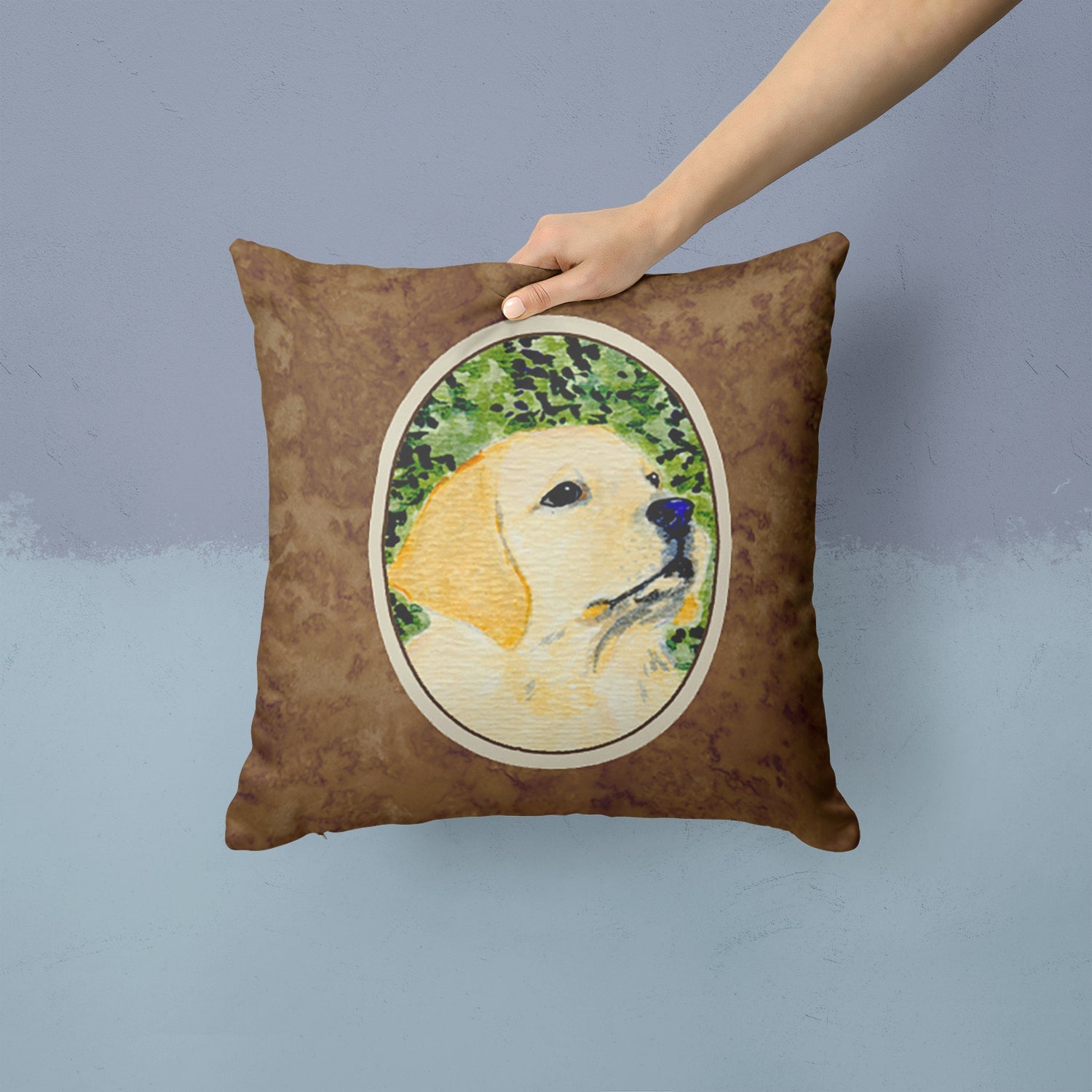 Labrador Decorative Throw Pillow 14x14 Indoor Outdoor Accent Cushion, Fabric Cover with Insert for Sofa, Bed, Porch & Living Room