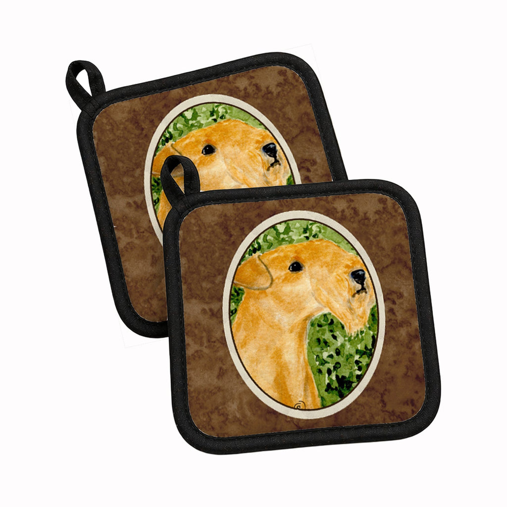 Lakeland Terrier Pot Holder Set of 2 Heat Resistant Quilted Hot Pads 7.5 x 7.5 Inch, Insulated Kitchen Trivets for Cooking & Baking