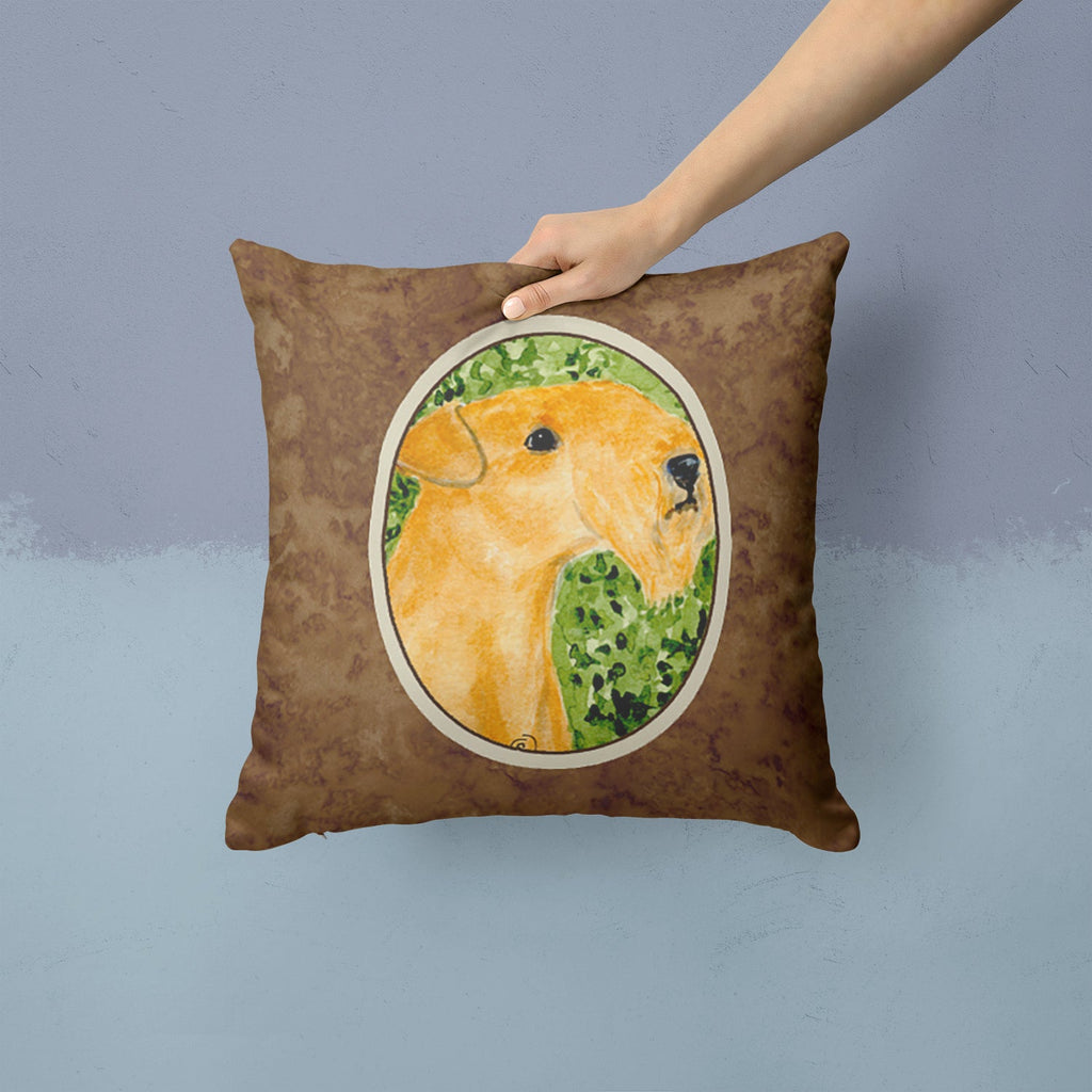 Lakeland Terrier Decorative Throw Pillow 14x14 Indoor Outdoor Accent Cushion, Fabric Cover with Insert for Sofa, Bed, Porch & Living Room