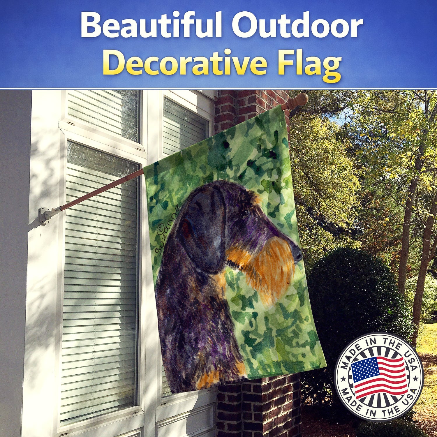 Dachshund House Flag 28x40 Porch Sleeve Pole Decorative Outside Yard Banner Artwork Wall Hanging, Polyester
