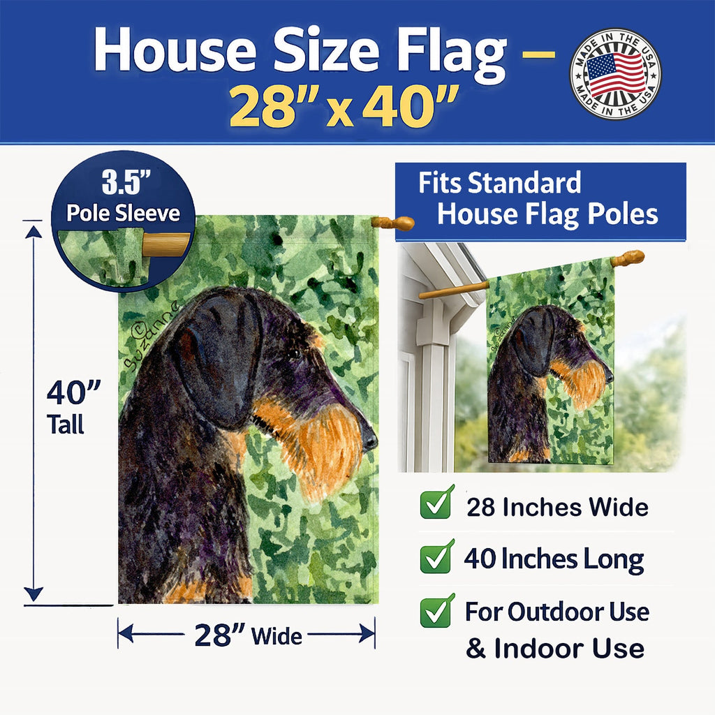 Dachshund House Flag 28x40 Porch Sleeve Pole Decorative Outside Yard Banner Artwork Wall Hanging, Polyester