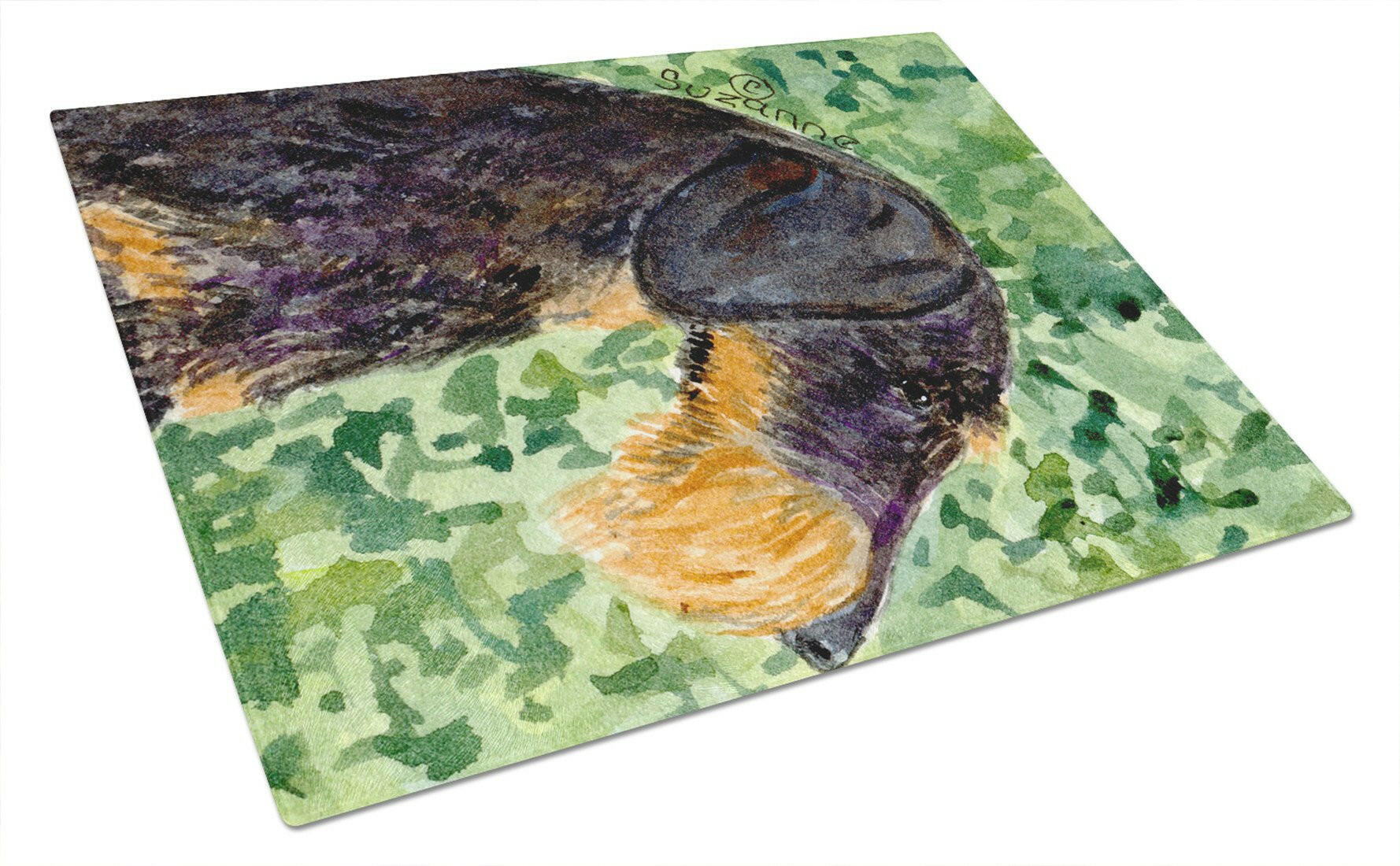 Dachshund Cutting Board Tempered Glass Kitchen Cutting Surface, Heat Resistant Chopping, Non-Slip Feet, Food Prep & Serving
