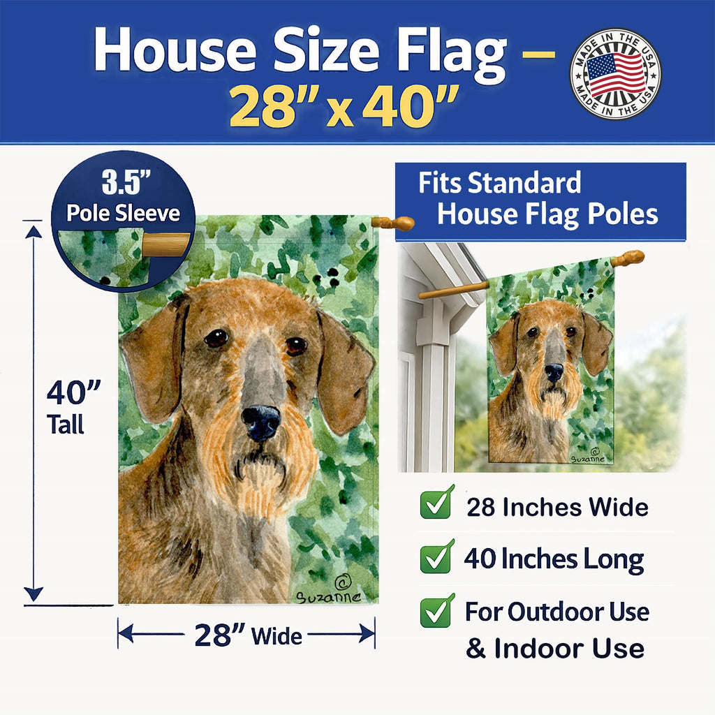 Dachshund House Flag 28x40 Porch Sleeve Pole Decorative Outside Yard Banner Artwork Wall Hanging, Polyester
