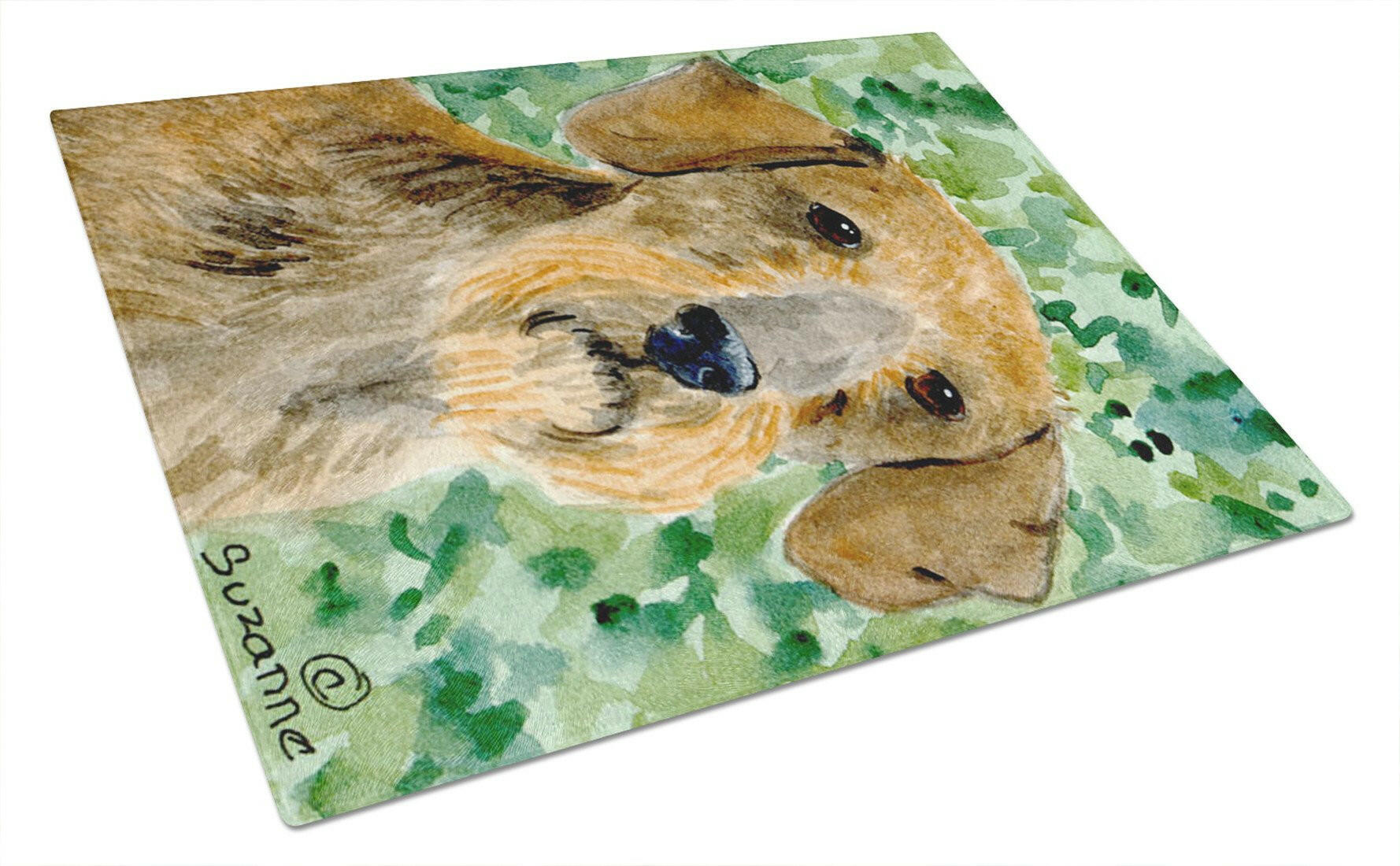 Dachshund Cutting Board Tempered Glass Kitchen Cutting Surface, Heat Resistant Chopping, Non-Slip Feet, Food Prep & Serving