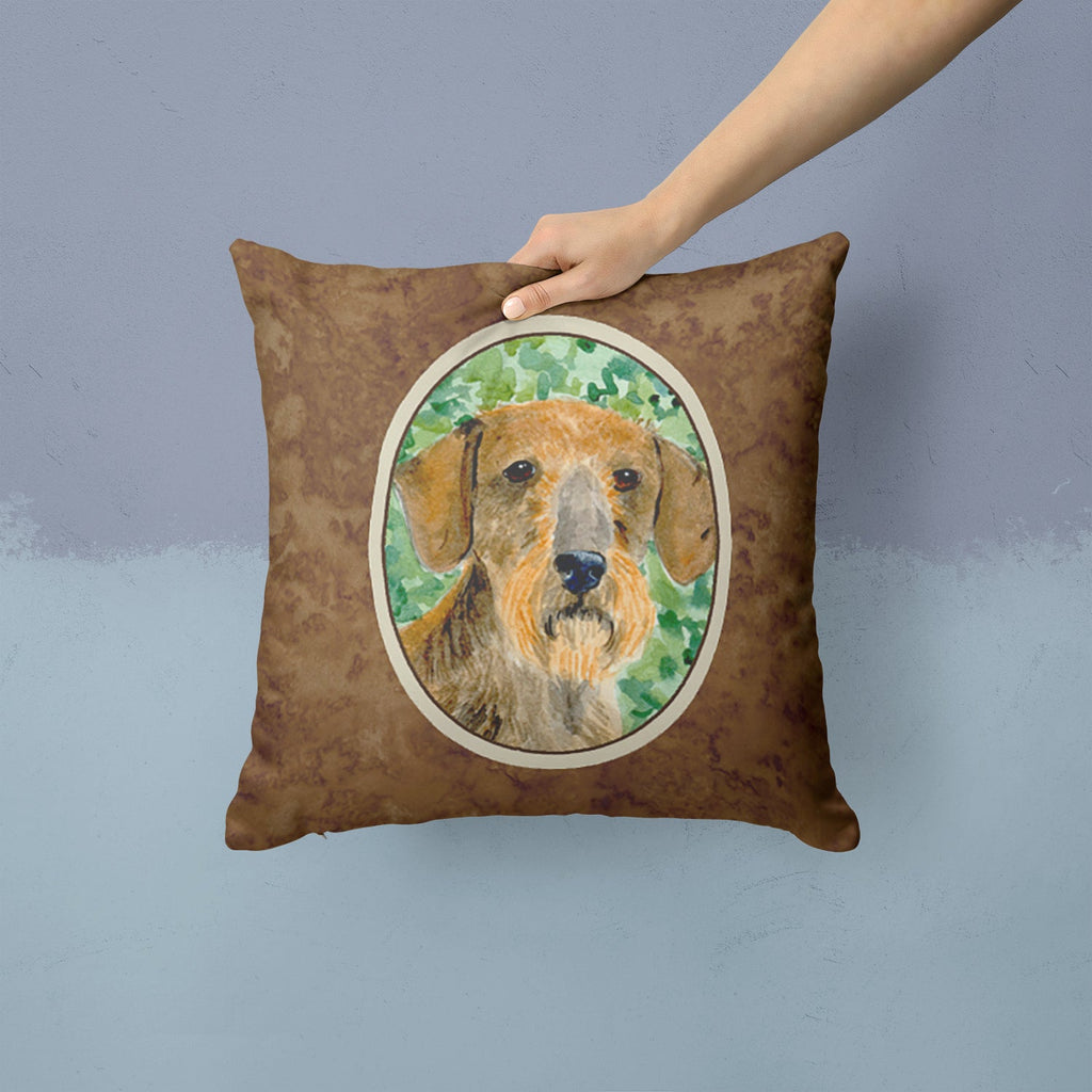 Dachshund Decorative Throw Pillow 14x14 Indoor Outdoor Accent Cushion, Fabric Cover with Insert for Sofa, Bed, Porch & Living Room