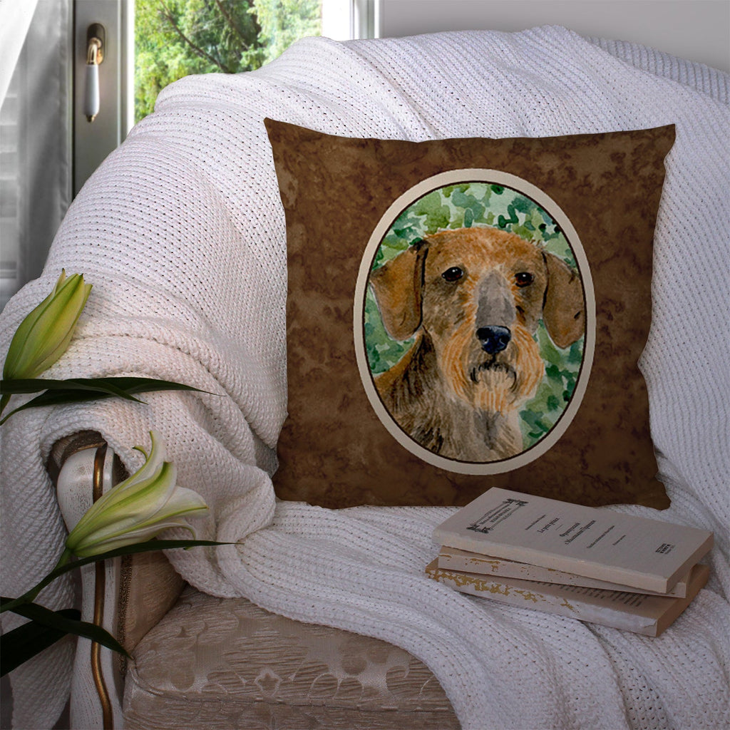 Dachshund Decorative Throw Pillow 14x14 Indoor Outdoor Accent Cushion, Fabric Cover with Insert for Sofa, Bed, Porch & Living Room