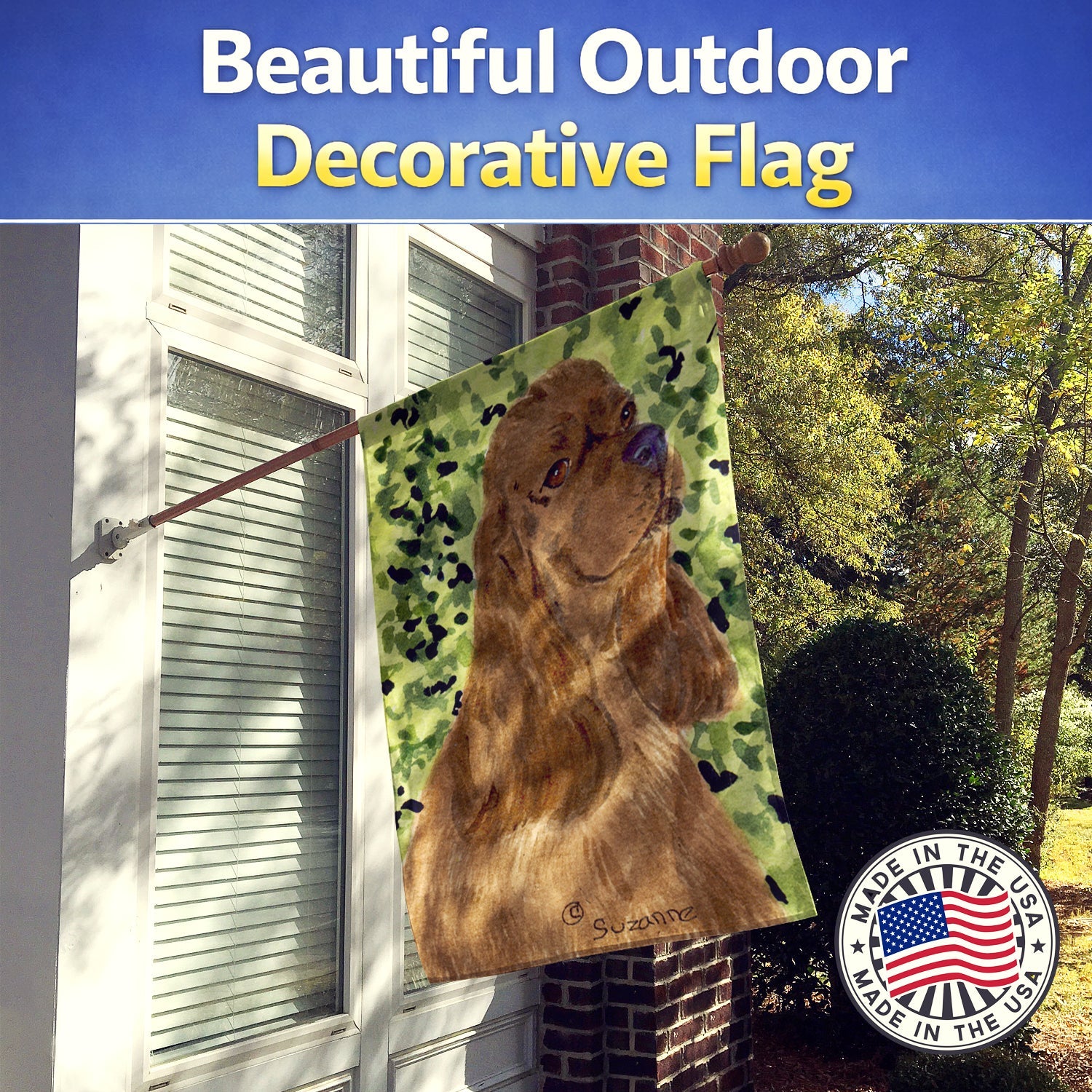 Cocker Spaniel House Flag 28x40 Porch Sleeve Pole Decorative Outside Yard Banner Artwork Wall Hanging, Polyester