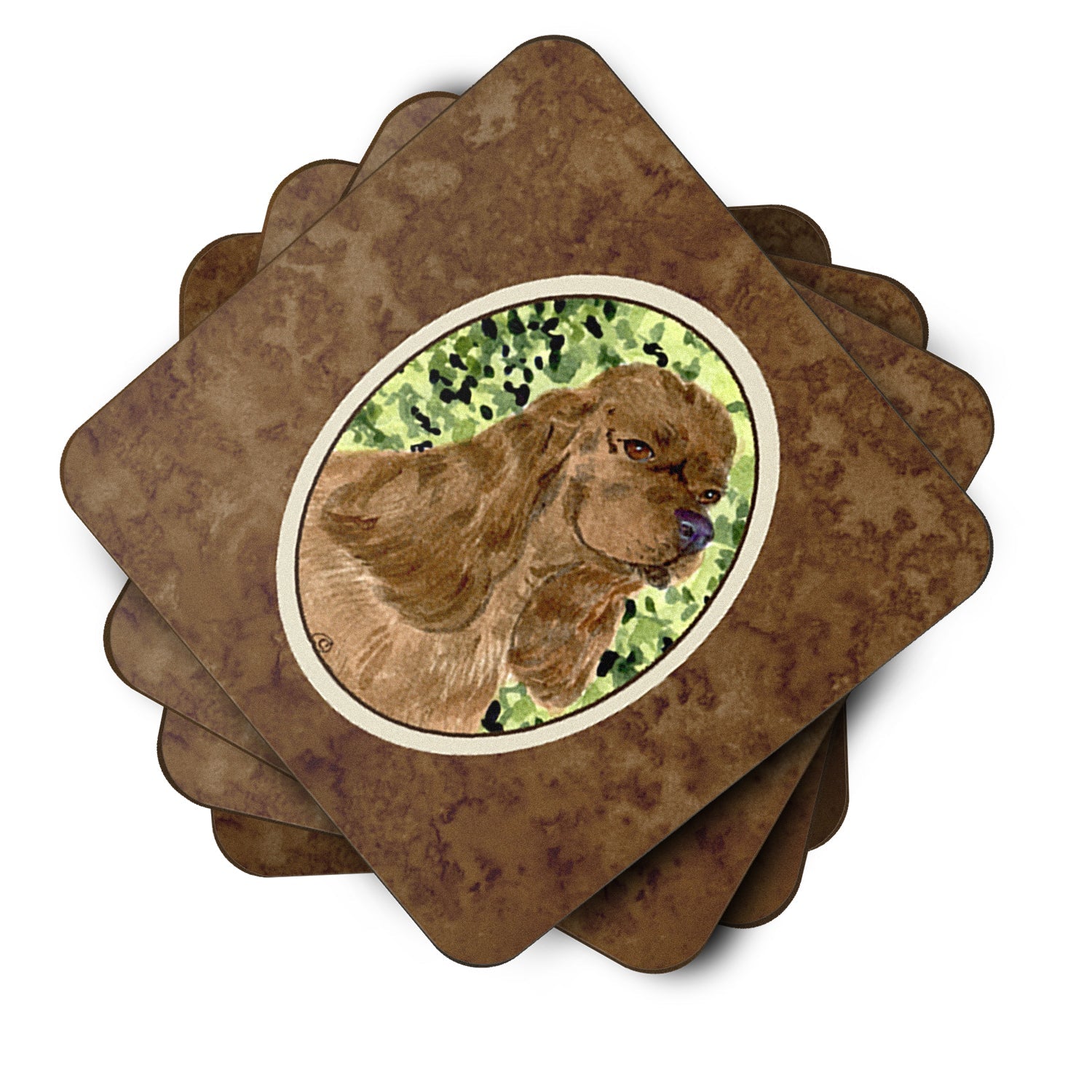 Cocker Spaniel Foam Coasters Set of 4 Cup Coasters for Indoor Outdoor, Tabletop Protection, Anti Slip, Mouse pad Material