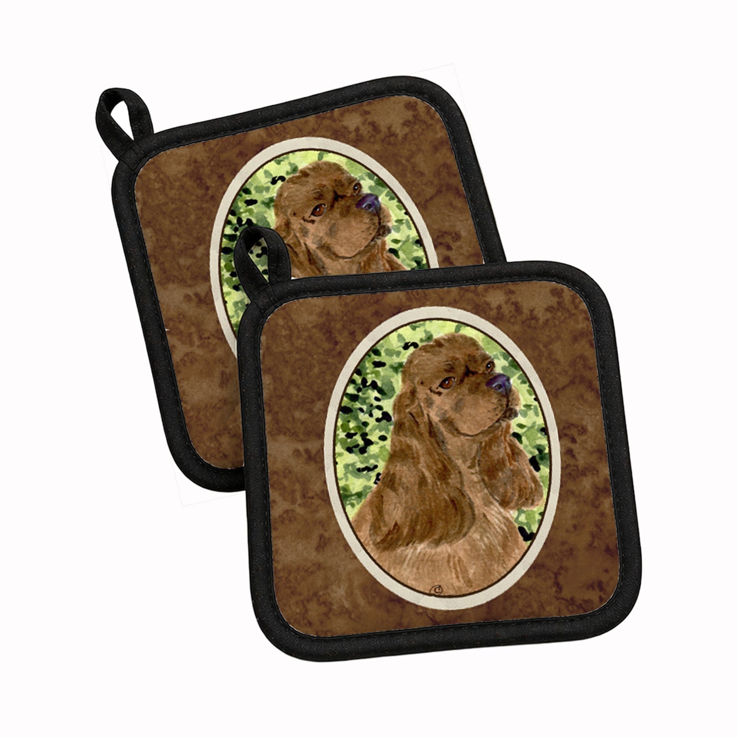 Cocker Spaniel Pot Holder Set of 2 Heat Resistant Quilted Hot Pads 7.5 x 7.5 Inch, Insulated Kitchen Trivets for Cooking & Baking