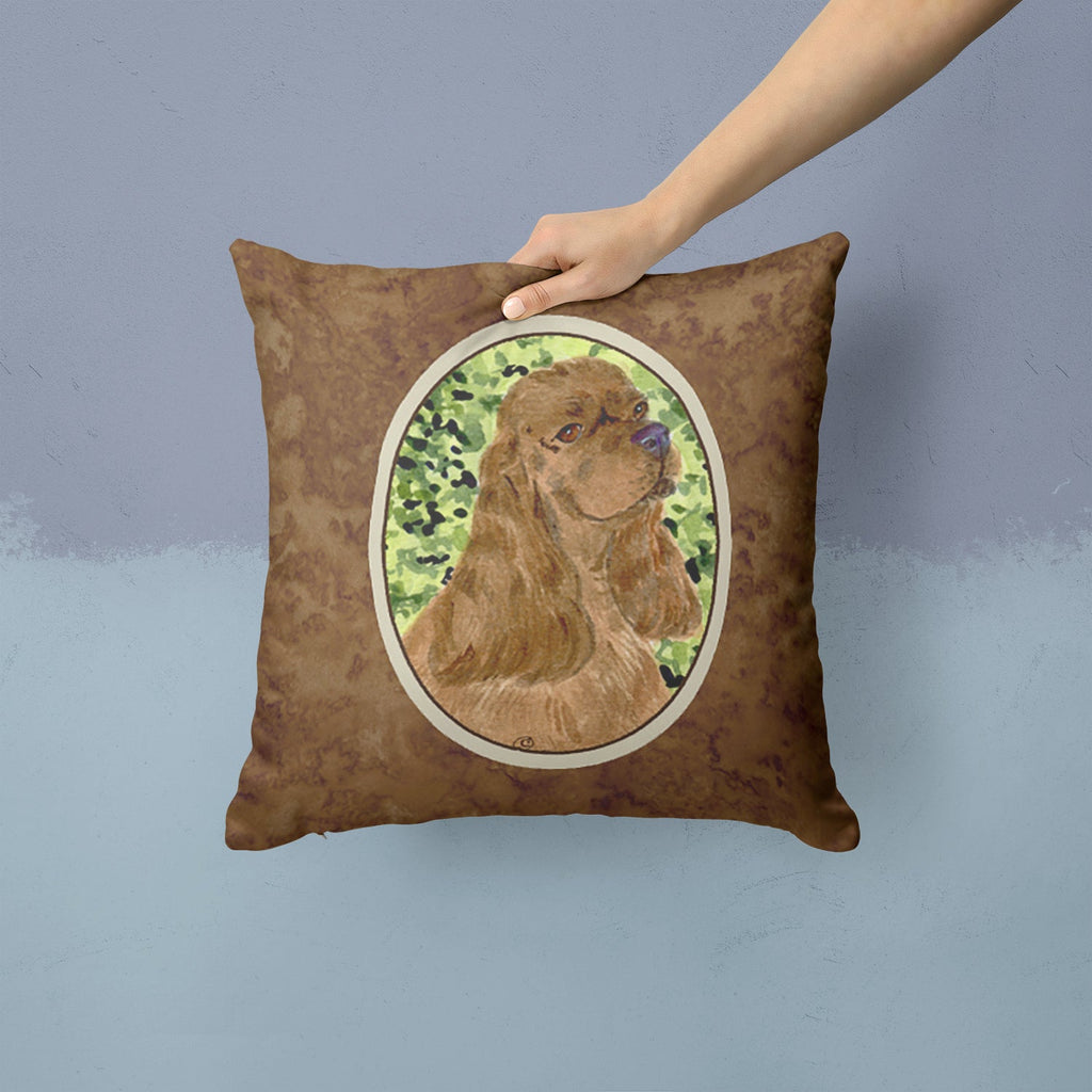 Cocker Spaniel Decorative Throw Pillow 14x14 Indoor Outdoor Accent Cushion, Fabric Cover with Insert for Sofa, Bed, Porch & Living Room