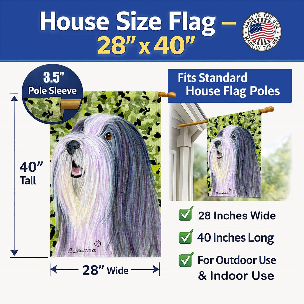 Bearded Collie House Flag 28x40 Porch Sleeve Pole Decorative Outside Yard Banner Artwork Wall Hanging, Polyester
