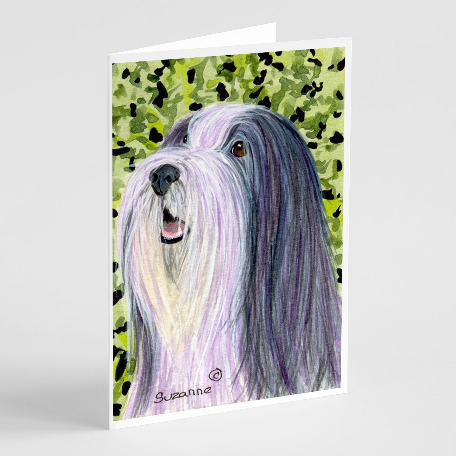 Bearded Collie Greeting Cards Pack of 8 Blank Cards with Envelopes Whimsical A7 Size 5x7