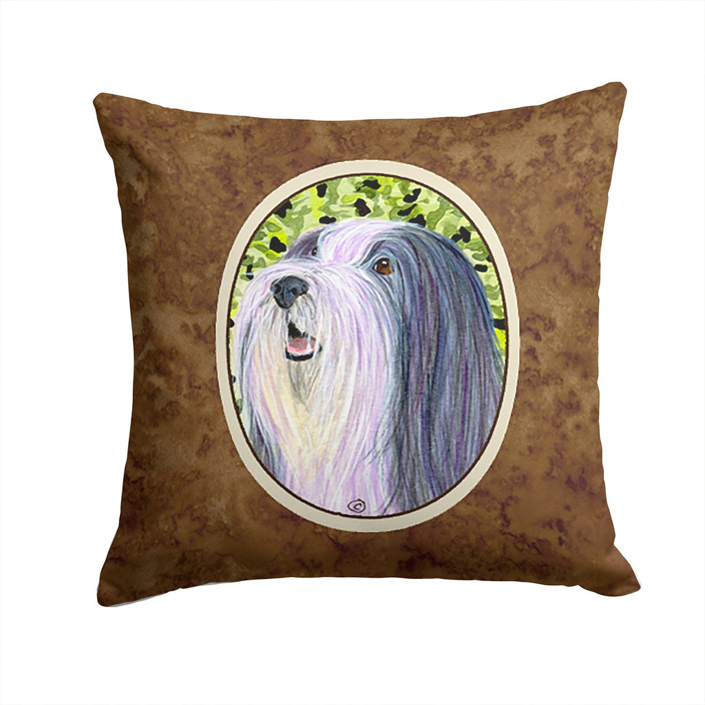 Bearded Collie Decorative Throw Pillow 14x14 Indoor Outdoor Accent Cushion, Fabric Cover with Insert for Sofa, Bed, Porch & Living Room