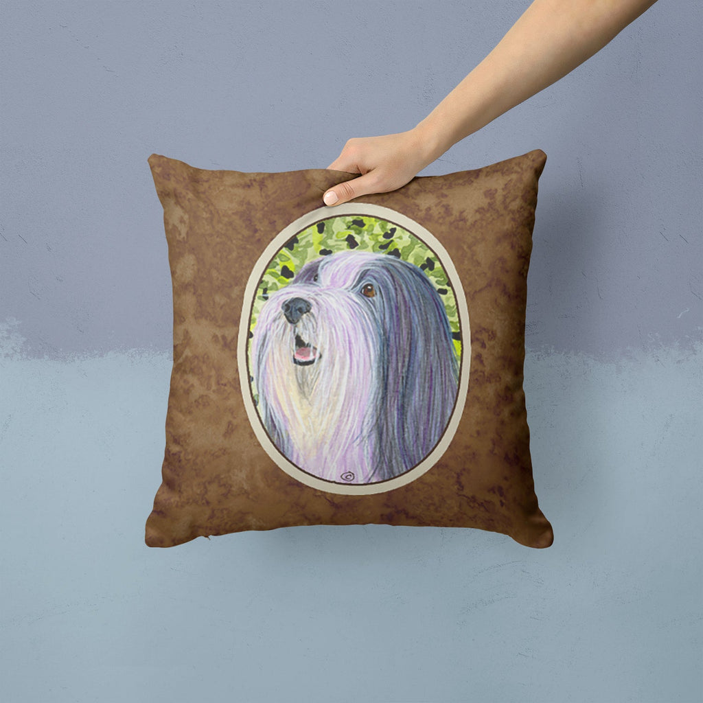 Bearded Collie Decorative Throw Pillow 14x14 Indoor Outdoor Accent Cushion, Fabric Cover with Insert for Sofa, Bed, Porch & Living Room
