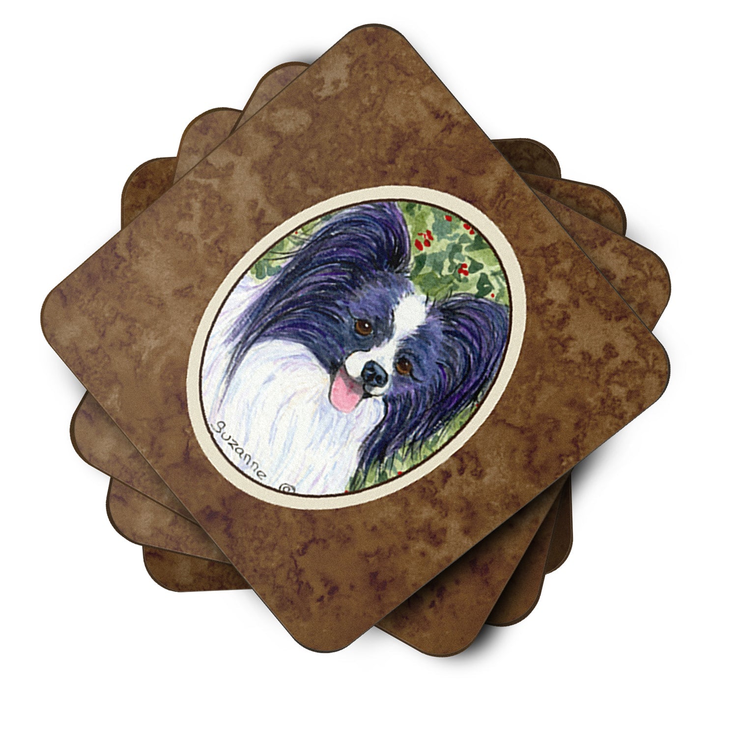 Papillon Foam Coasters Set of 4 Cup Coasters for Indoor Outdoor, Tabletop Protection, Anti Slip, Mouse pad Material