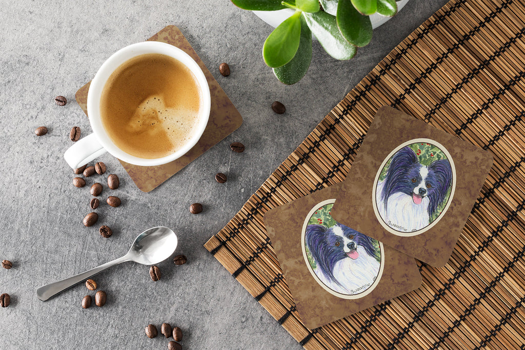 Papillon Foam Coasters Set of 4 Cup Coasters for Indoor Outdoor, Tabletop Protection, Anti Slip, Mouse pad Material