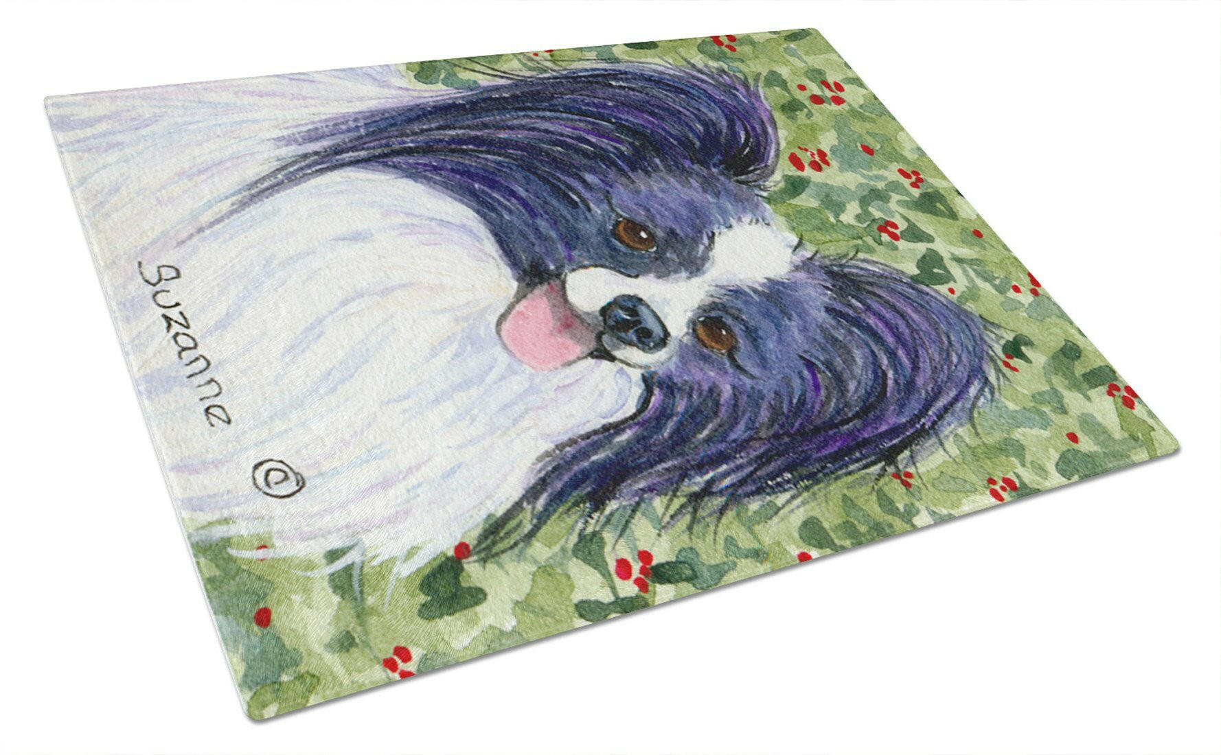 Papillon Cutting Board Tempered Glass Kitchen Cutting Surface, Heat Resistant Chopping, Non-Slip Feet, Food Prep & Serving