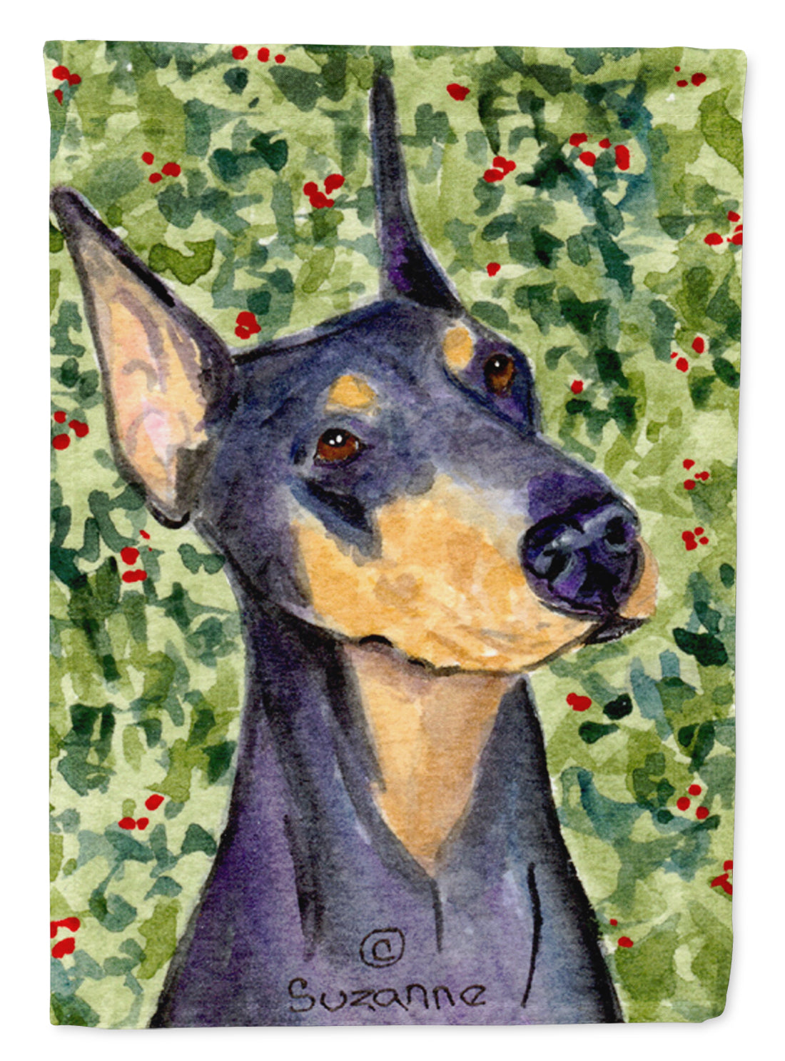 Doberman House Flag 28x40 Porch Sleeve Pole Decorative Outside Yard Banner Artwork Wall Hanging, Polyester