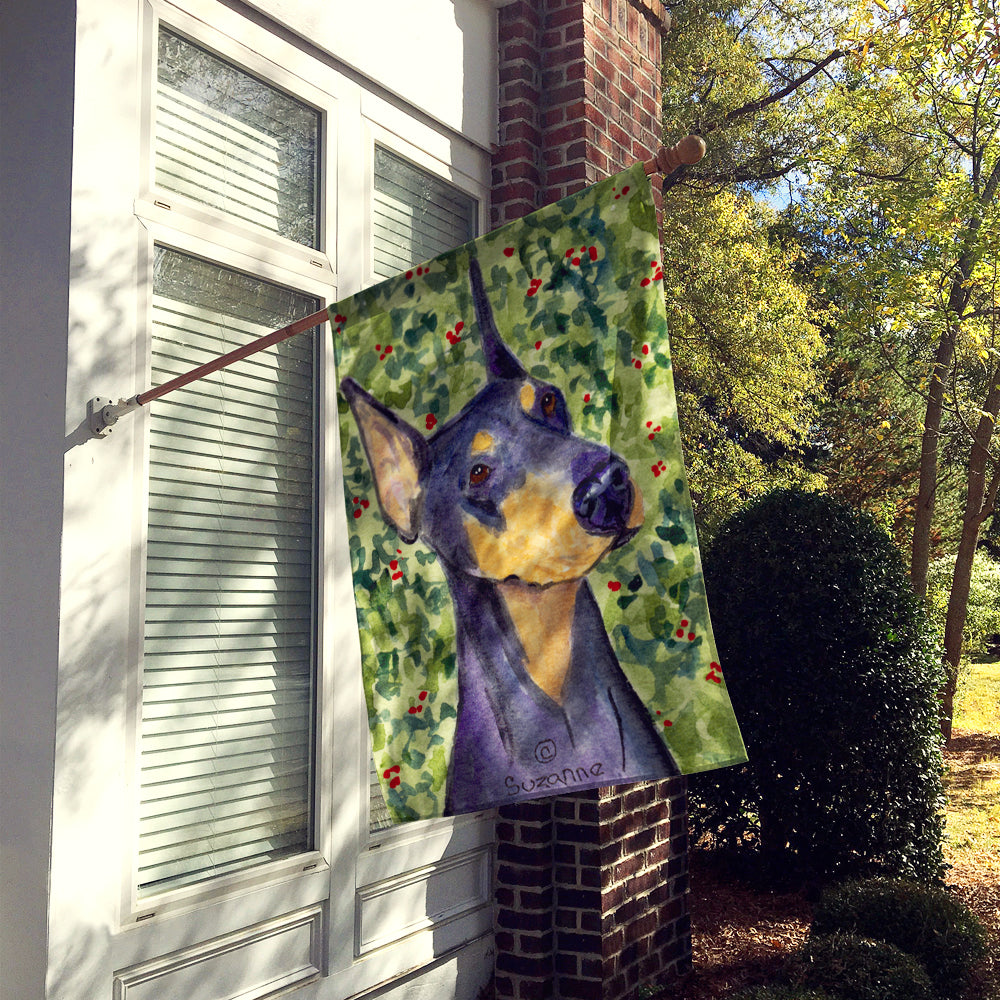 Doberman House Flag 28x40 Porch Sleeve Pole Decorative Outside Yard Banner Artwork Wall Hanging, Polyester