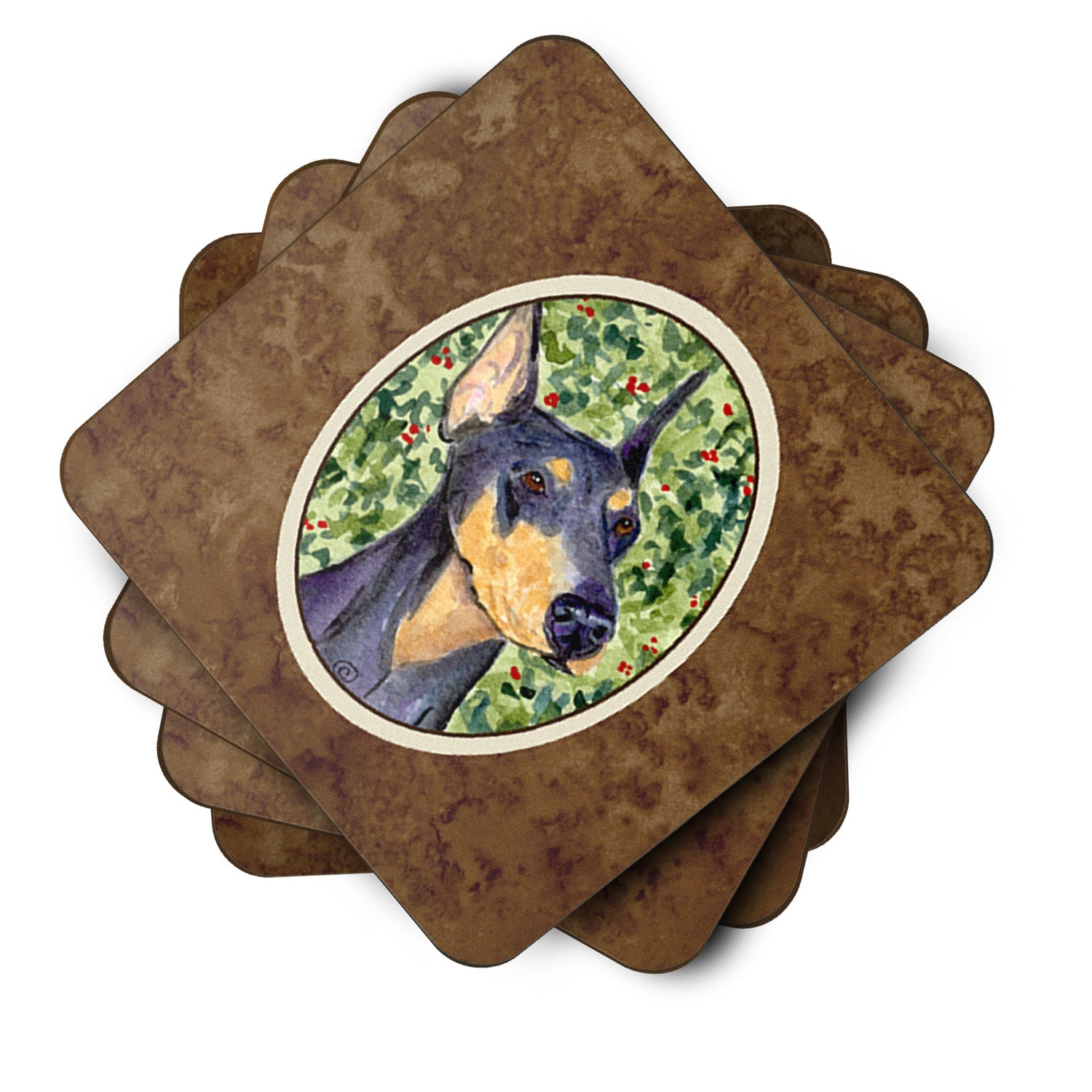 Doberman Foam Coasters Set of 4 Cup Coasters for Indoor Outdoor, Tabletop Protection, Anti Slip, Mouse pad Material