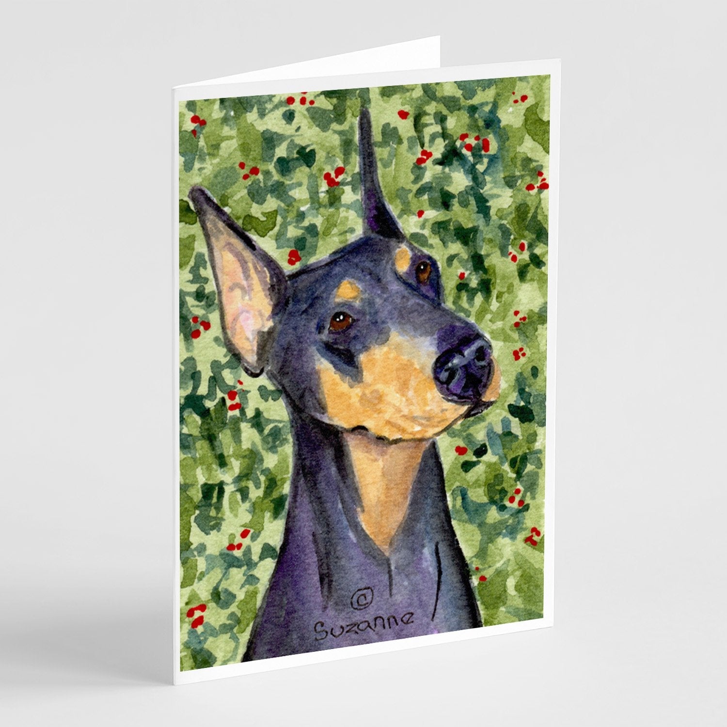 Doberman Greeting Cards Pack of 8 Blank Cards with Envelopes Whimsical A7 Size 5x7