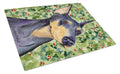 Doberman Cutting Board Tempered Glass Kitchen Cutting Surface, Heat Resistant Chopping, Non-Slip Feet, Food Prep & Serving