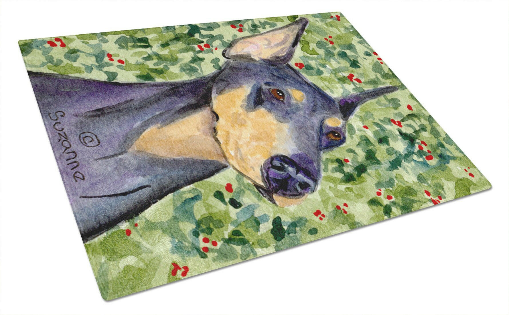 Doberman Cutting Board Tempered Glass Kitchen Cutting Surface, Heat Resistant Chopping, Non-Slip Feet, Food Prep & Serving