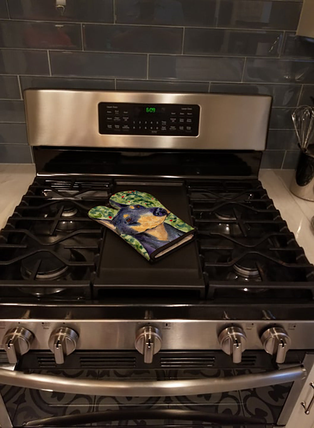 Doberman Oven Mitt Heat Resistant Thick Oven Mitt for Hot Pans and Oven, Kitchen Mitt Protect Hands, Cooking Baking Glove